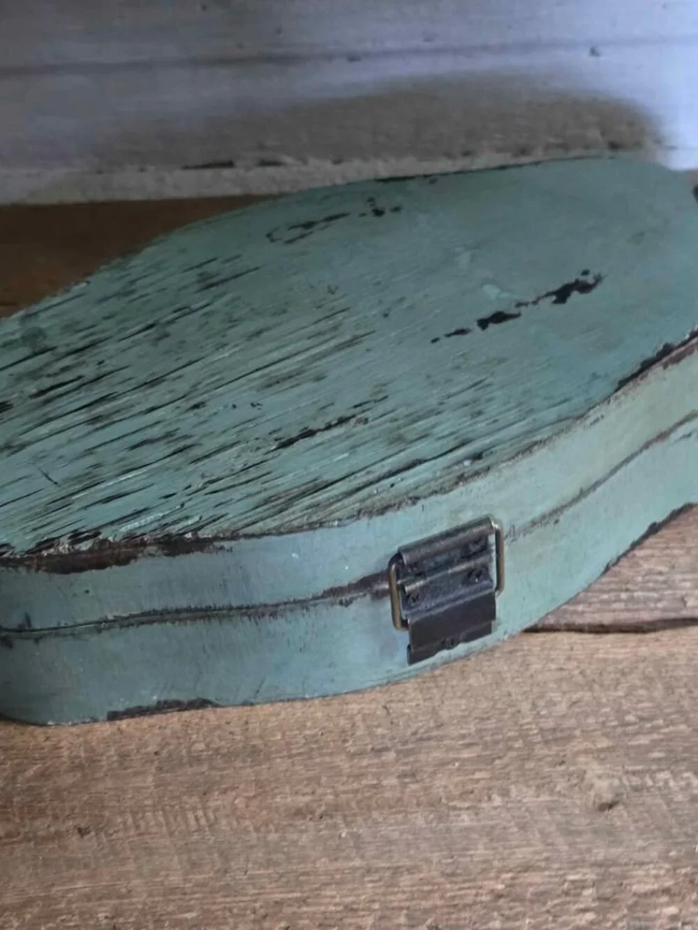 Distressed Green & Black Trinket Jewelry Storage Box Primitive Farmhouse Decor